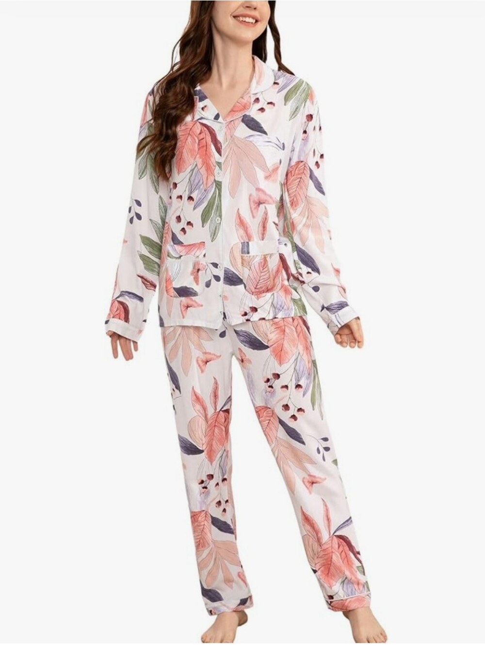 Silky Comfy Spring Fall Thin V Neck 2 Piece Lounge Set